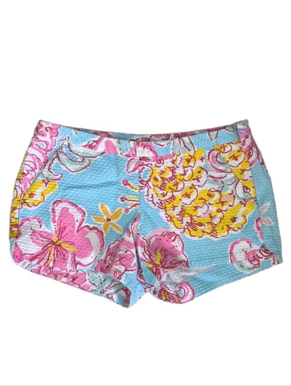 Lilly Pulitzer Adie Shorts Womens Size 00 Breakwater Blue Lolita Print Textured
